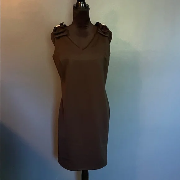 Enfocus Studio Dresses | Enfocus Studio Black Sleeveless Mini Dress With Rhinestone Bow On Shoulders | Color: Brown/Gray | Size: 8 | Hadleysnona's